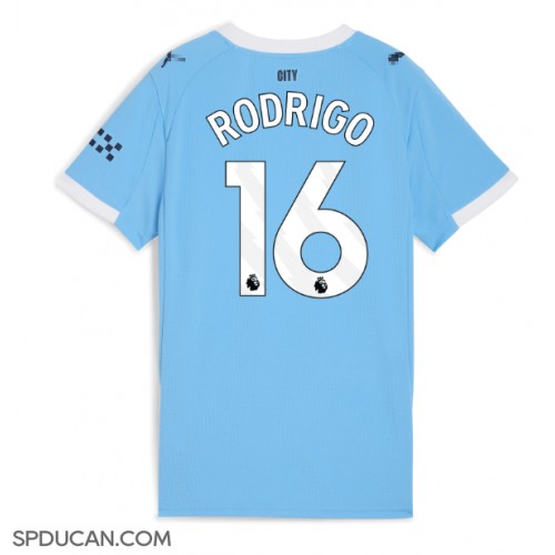 Zenski Nogometni Dres Manchester City Rodri Hernandez #16 Domaci 2025-26 Kratak Rukav Zenski Nogometni Dres Manchester City Rodri Hernandez #16 Domaci 2025-26 Kratak Rukav